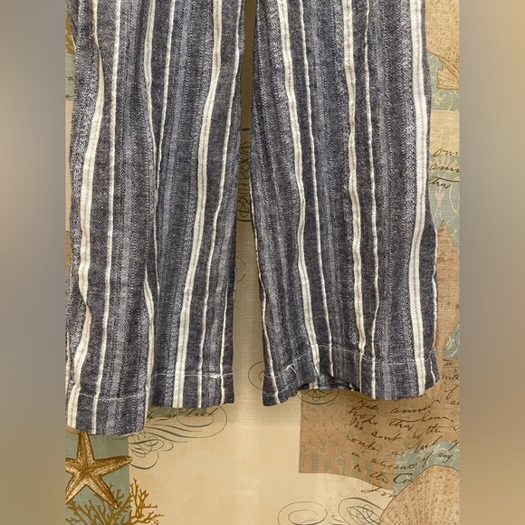 Briggs Womens Linen Resort Beach Wide Leg Pockets Business Casual Striped Med - Picture 2 of 10